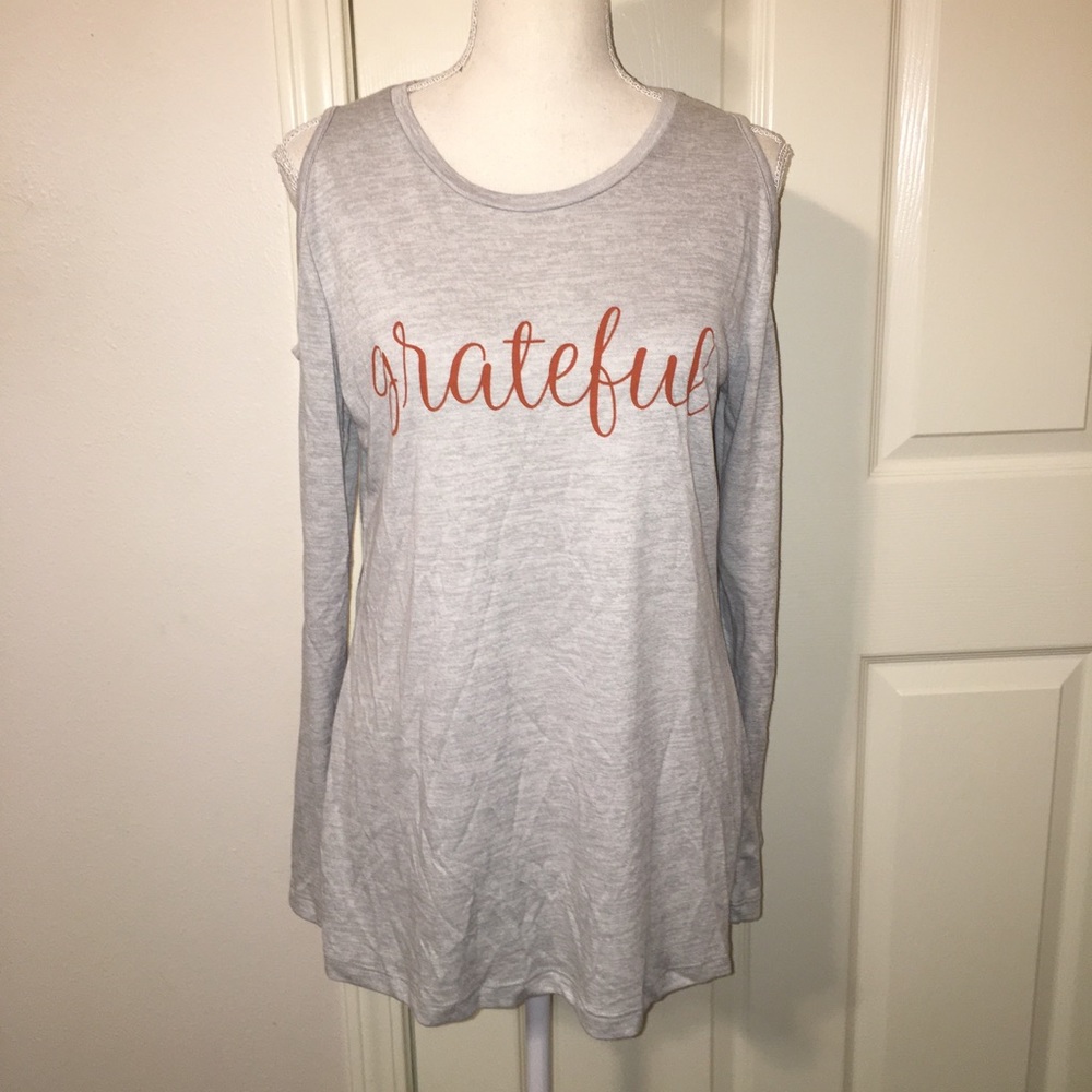 Daisy Rae “Grateful” Cold Shoulder Top